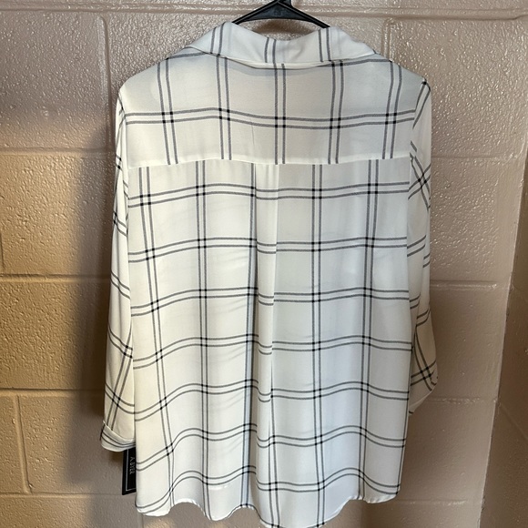 NWOT A. Byer - White/Black Lightweight Button Down Long Sleeve Shirt - Picture 4 of 4
